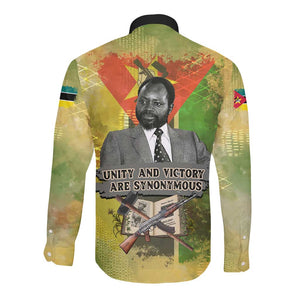 Samora Machel Long Sleeve Button Shirt Mozambique Flag Unity and Victory Quote Liberation Struggle - African Freedom Tribute - African Pride