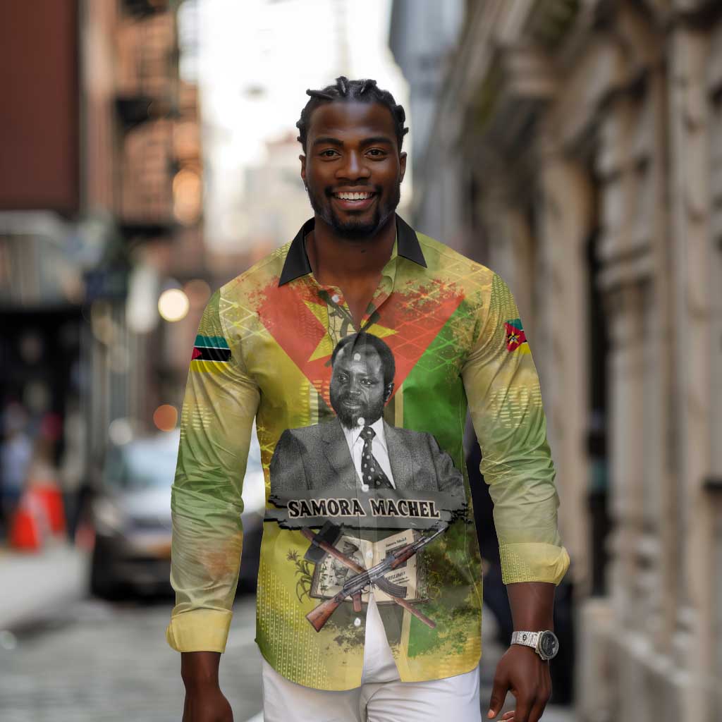 Samora Machel Long Sleeve Button Shirt Mozambique Flag Unity and Victory Quote Liberation Struggle - African Freedom Tribute - African Pride