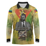 Samora Machel Long Sleeve Polo Shirt Mozambique Flag Unity and Victory Quote Liberation Struggle - African Freedom Tribute - African Pride