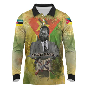 Samora Machel Long Sleeve Polo Shirt Mozambique Flag Unity and Victory Quote Liberation Struggle - African Freedom Tribute - African Pride