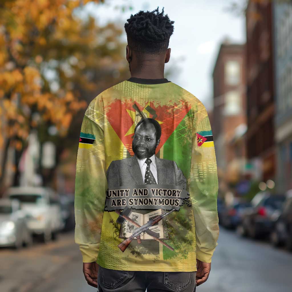 Samora Machel Long Sleeve Shirt Mozambique Flag Unity and Victory Quote Liberation Struggle - African Freedom Tribute - African Pride