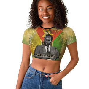 Samora Machel Raglan Cropped T shirt Mozambique Flag Unity and Victory Quote Liberation Struggle - African Freedom Tribute - African Pride