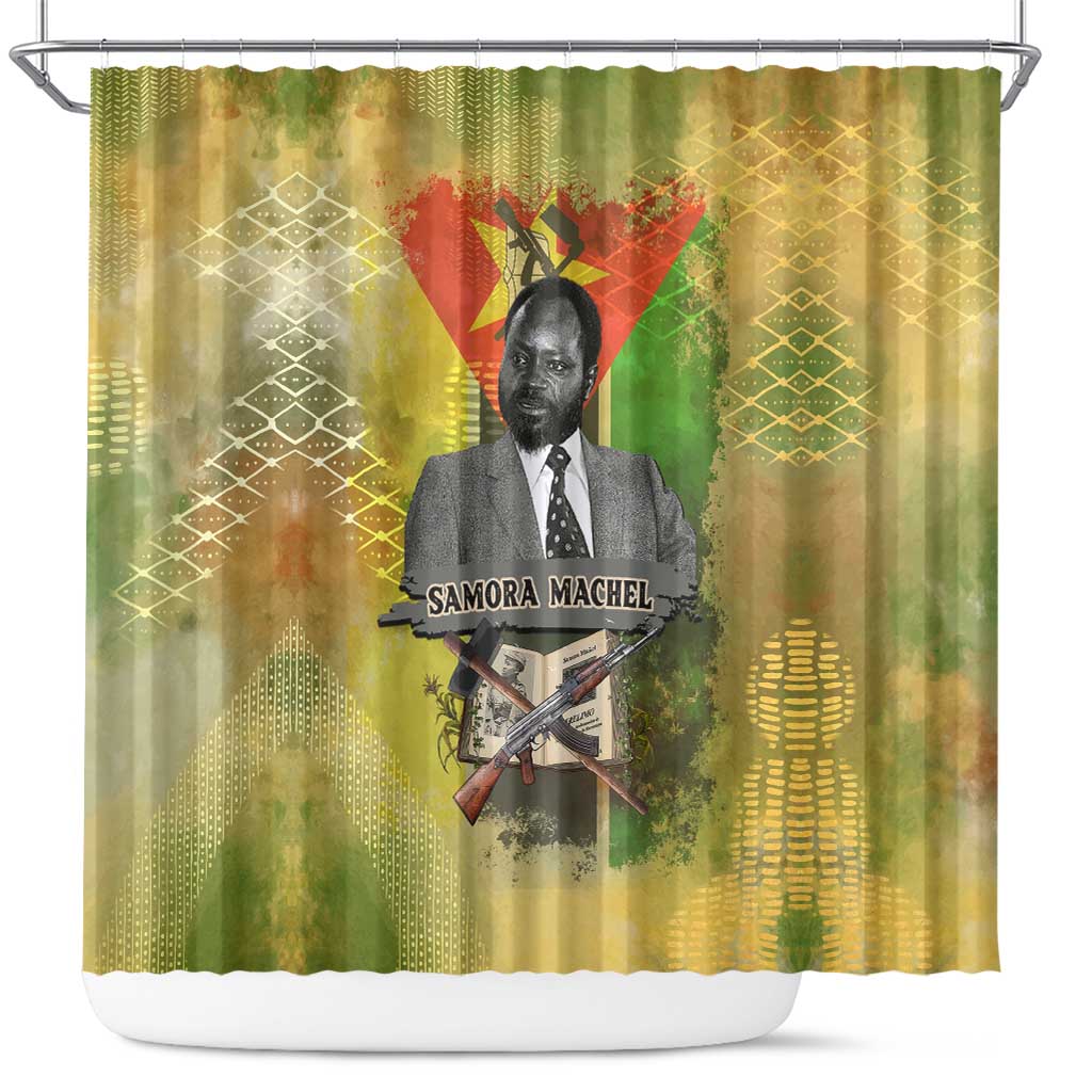 Samora Machel Shower Curtain Mozambique Flag Unity and Victory Quote Liberation Struggle - African Freedom Tribute - African Pride