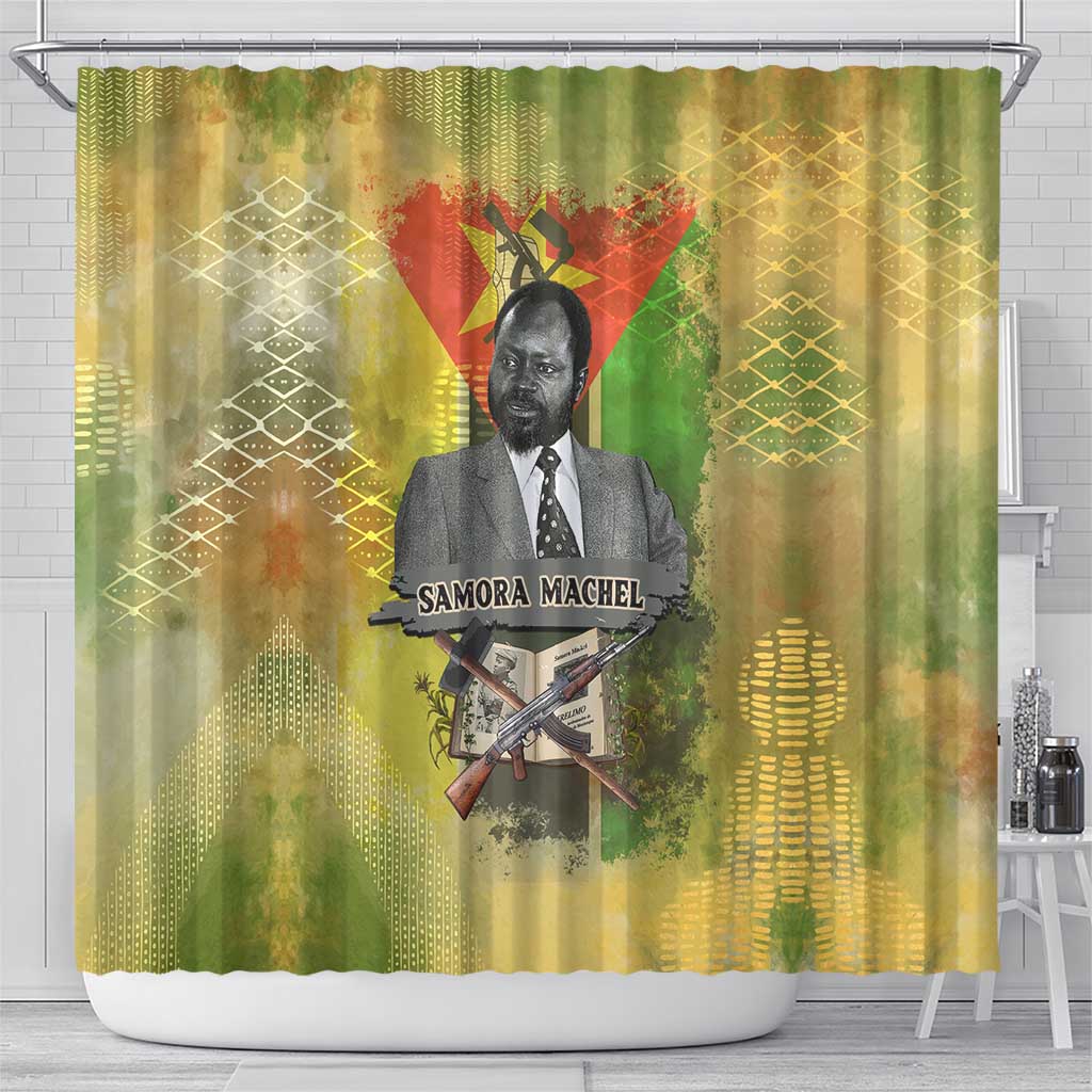 Samora Machel Shower Curtain Mozambique Flag Unity and Victory Quote Liberation Struggle - African Freedom Tribute - African Pride