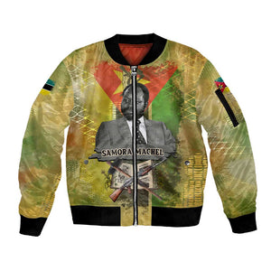 Samora Machel Sleeve Zip Bomber Jacket Mozambique Flag Unity and Victory Quote Liberation Struggle - African Freedom Tribute - African Pride