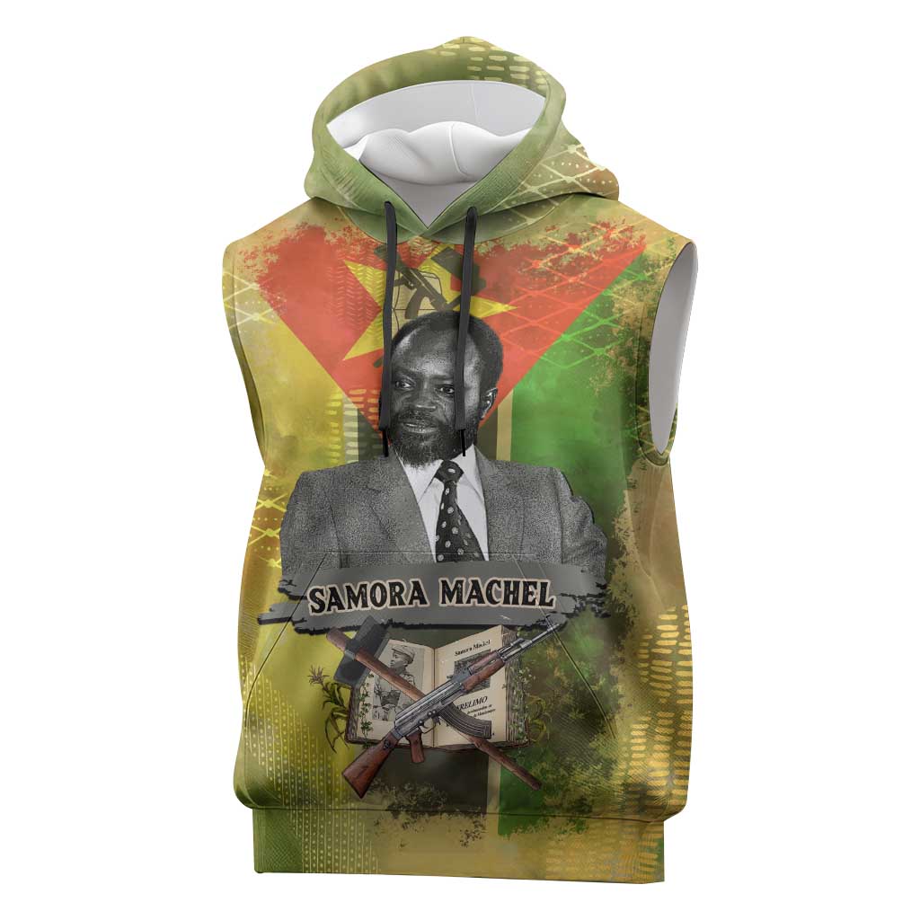 Samora Machel Sleeveless Hoodie Mozambique Flag Unity and Victory Quote Liberation Struggle - African Freedom Tribute - African Pride