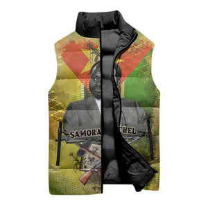 Samora Machel Sleeveless Puffer Jacket Mozambique Flag Unity and Victory Quote Liberation Struggle - African Freedom Tribute - African Pride