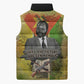 Samora Machel Sleeveless Puffer Jacket Mozambique Flag Unity and Victory Quote Liberation Struggle - African Freedom Tribute - African Pride