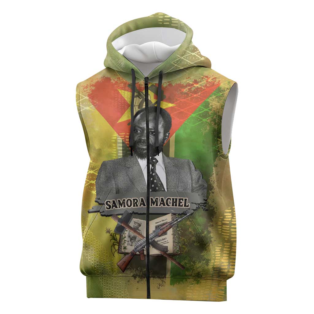 Samora Machel Sleeveless Zip Hoodie Mozambique Flag Unity and Victory Quote Liberation Struggle - African Freedom Tribute - African Pride