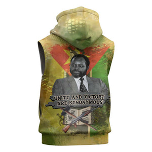 Samora Machel Sleeveless Zip Hoodie Mozambique Flag Unity and Victory Quote Liberation Struggle - African Freedom Tribute - African Pride