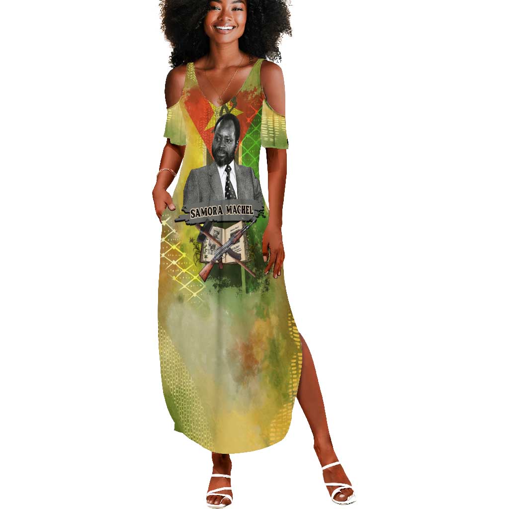Samora Machel Summer Maxi Dress Mozambique Flag Unity and Victory Quote Liberation Struggle - African Freedom Tribute - African Pride
