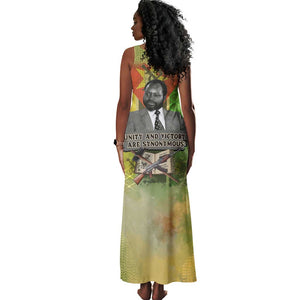 Samora Machel Tank Maxi Dress Mozambique Flag Unity and Victory Quote Liberation Struggle - African Freedom Tribute - African Pride