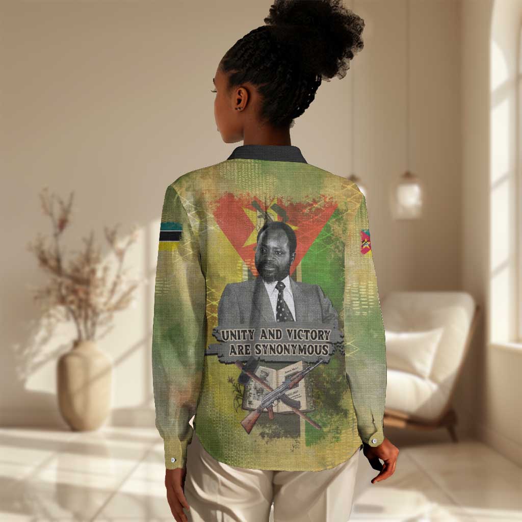 Samora Machel Women Casual Shirt Mozambique Flag Unity and Victory Quote Liberation Struggle - African Freedom Tribute - African Pride
