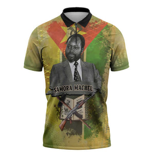 Samora Machel Zipper Polo Shirt Mozambique Flag Unity and Victory Quote Liberation Struggle - African Freedom Tribute - African Pride