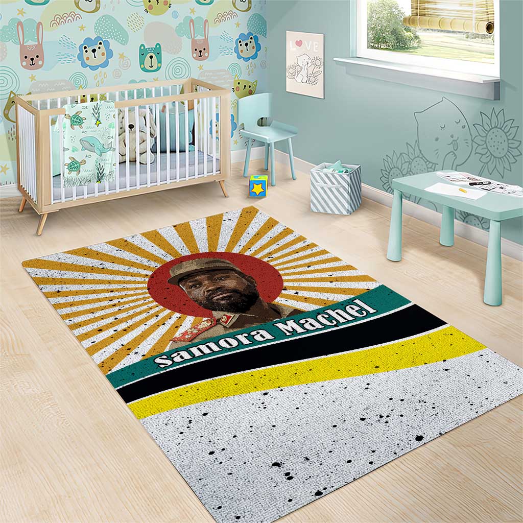 Samora Machel Area Rug Radiant Sunburst Bold Anti-Colonial Quote Mozambique Liberation - African Revolutionary Art - African Pride
