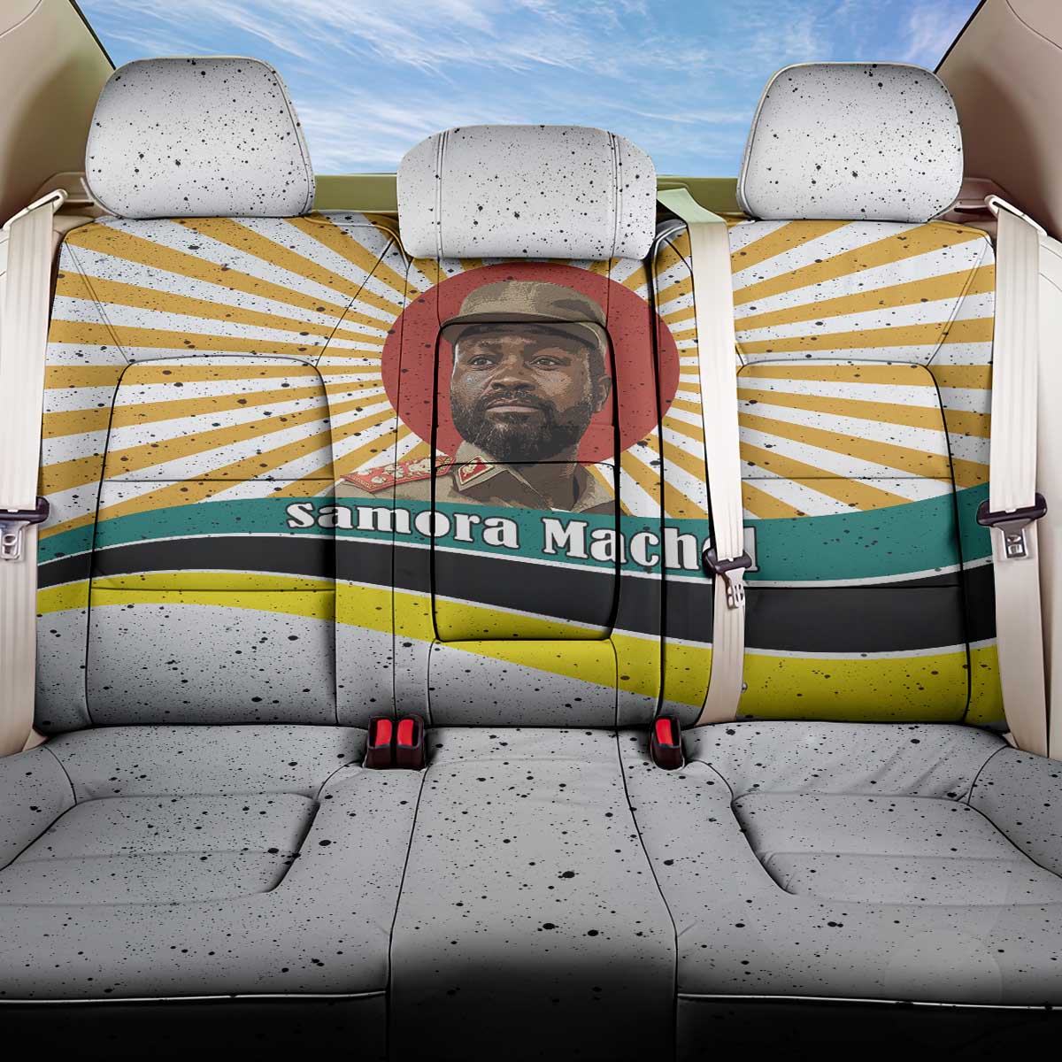 Samora Machel Back Car Seat Cover Radiant Sunburst Bold Anti-Colonial Quote Mozambique Liberation - African Revolutionary Art - African Pride
