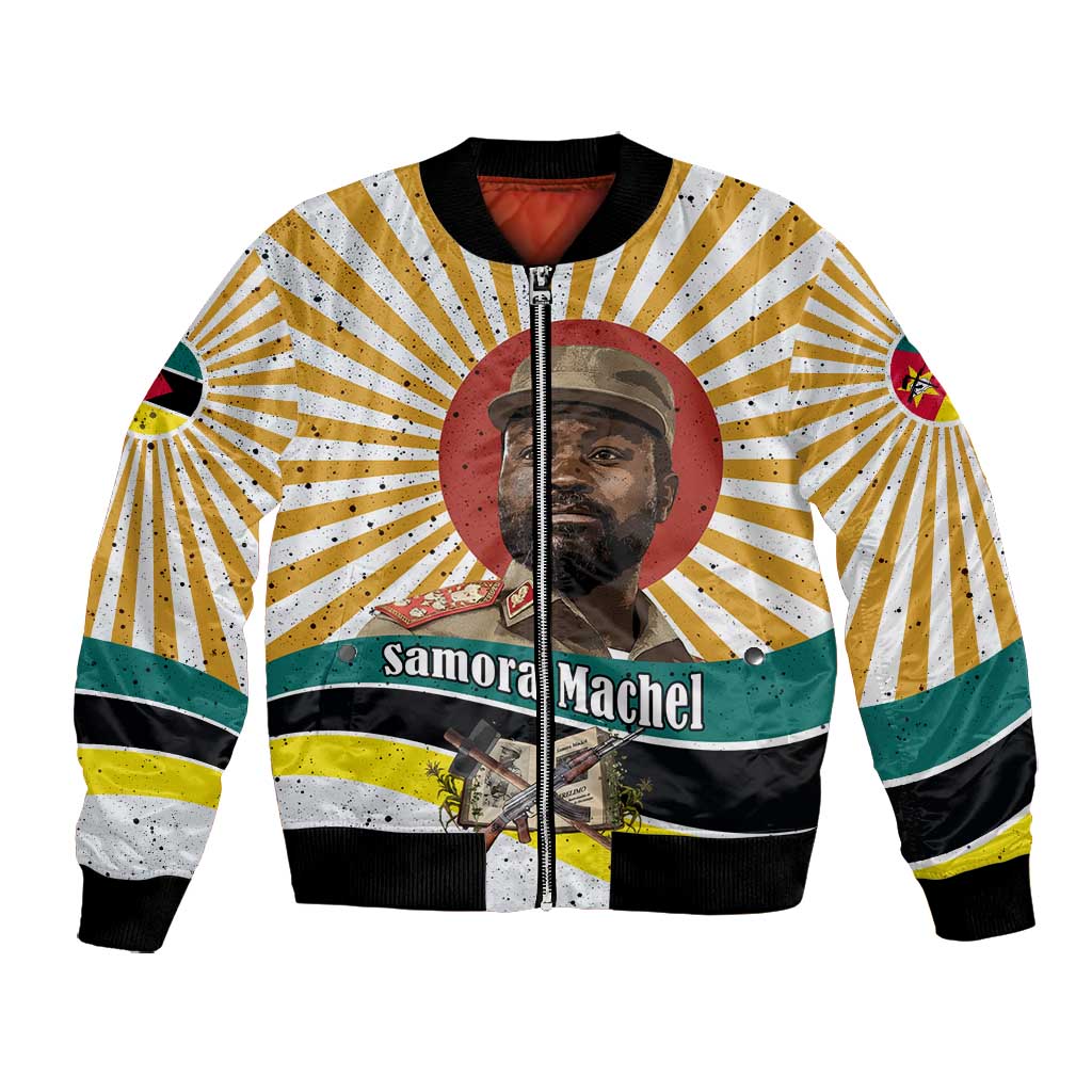 Samora Machel Bomber Jacket Radiant Sunburst Bold Anti-Colonial Quote Mozambique Liberation - African Revolutionary Art - African Pride