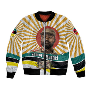 Samora Machel Bomber Jacket Radiant Sunburst Bold Anti-Colonial Quote Mozambique Liberation - African Revolutionary Art - African Pride