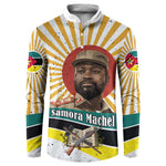 Samora Machel Button Sweatshirt Radiant Sunburst Bold Anti-Colonial Quote Mozambique Liberation - African Revolutionary Art