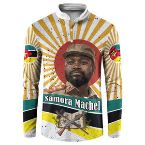 Samora Machel Button Sweatshirt Radiant Sunburst Bold Anti-Colonial Quote Mozambique Liberation - African Revolutionary Art