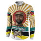 Samora Machel Button Sweatshirt Radiant Sunburst Bold Anti-Colonial Quote Mozambique Liberation - African Revolutionary Art