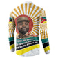 Samora Machel Button Sweatshirt Radiant Sunburst Bold Anti-Colonial Quote Mozambique Liberation - African Revolutionary Art