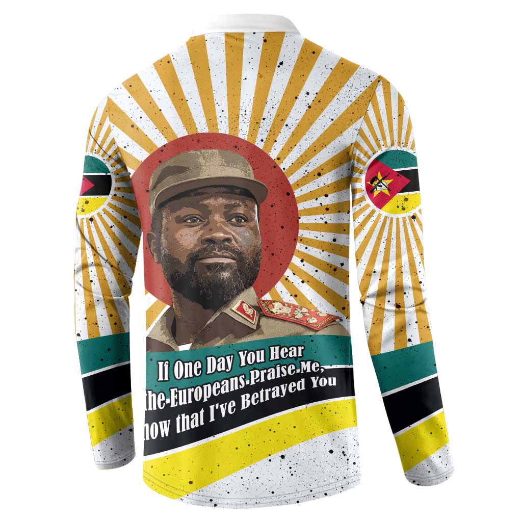 Samora Machel Button Sweatshirt Radiant Sunburst Bold Anti-Colonial Quote Mozambique Liberation - African Revolutionary Art