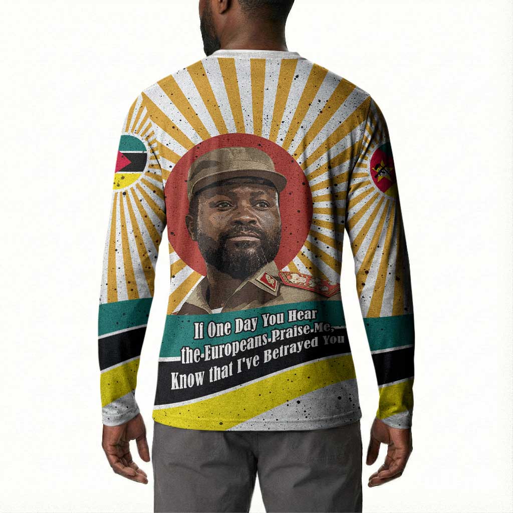 Samora Machel Button Sweatshirt Radiant Sunburst Bold Anti-Colonial Quote Mozambique Liberation - African Revolutionary Art