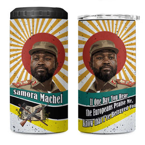 Samora Machel 4 in 1 Can Cooler Tumbler Radiant Sunburst Bold Anti-Colonial Quote Mozambique Liberation - African Revolutionary Art - African Pride