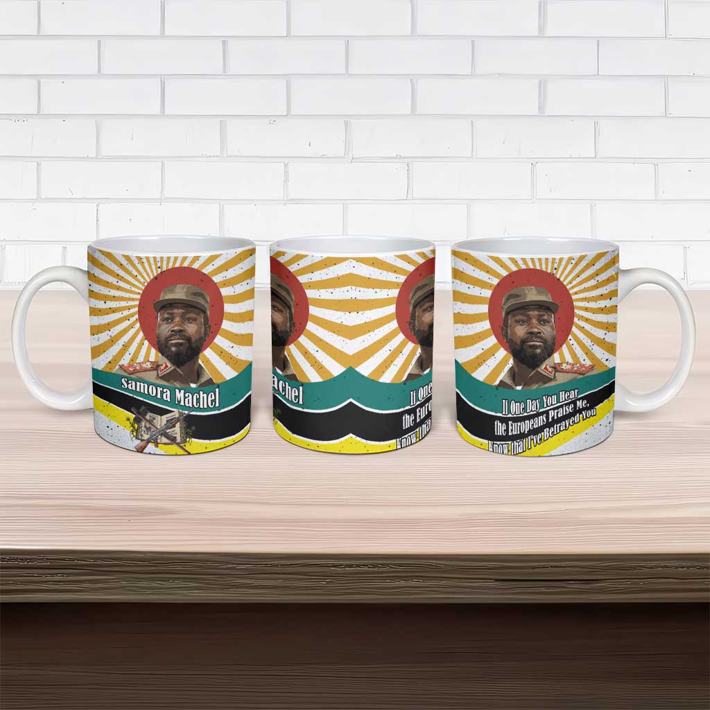 Samora Machel Ceramic Mug Radiant Sunburst Bold Anti-Colonial Quote Mozambique Liberation - African Revolutionary Art - African Pride