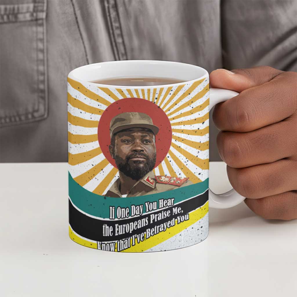 Samora Machel Ceramic Mug Radiant Sunburst Bold Anti-Colonial Quote Mozambique Liberation - African Revolutionary Art - African Pride