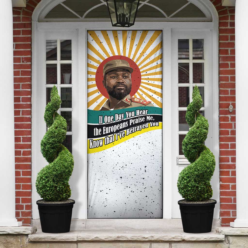 Samora Machel Door Cover Radiant Sunburst Bold Anti-Colonial Quote Mozambique Liberation - African Revolutionary Art - African Pride