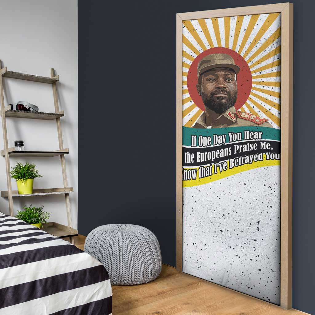 Samora Machel Door Cover Radiant Sunburst Bold Anti-Colonial Quote Mozambique Liberation - African Revolutionary Art - African Pride