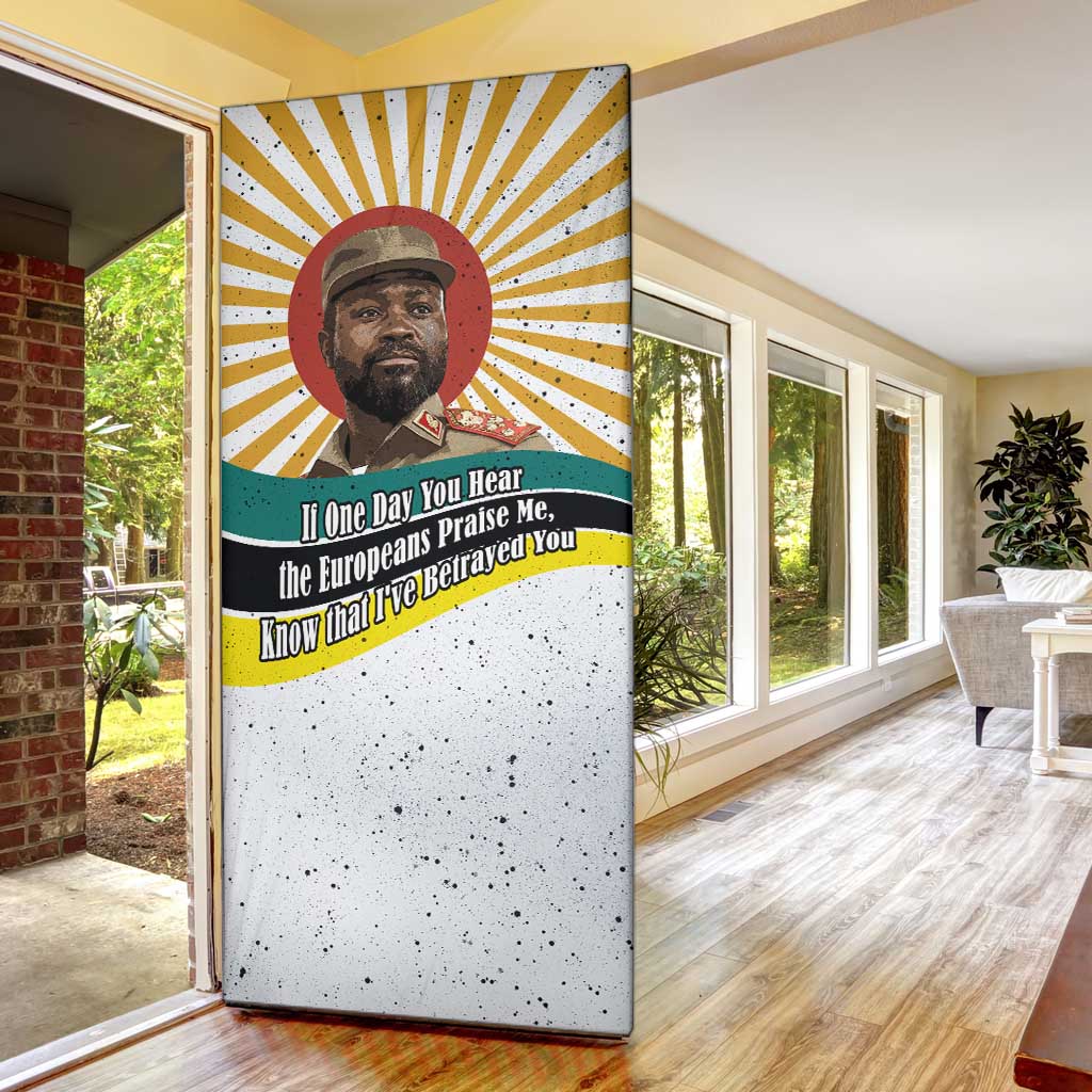Samora Machel Door Cover Radiant Sunburst Bold Anti-Colonial Quote Mozambique Liberation - African Revolutionary Art - African Pride
