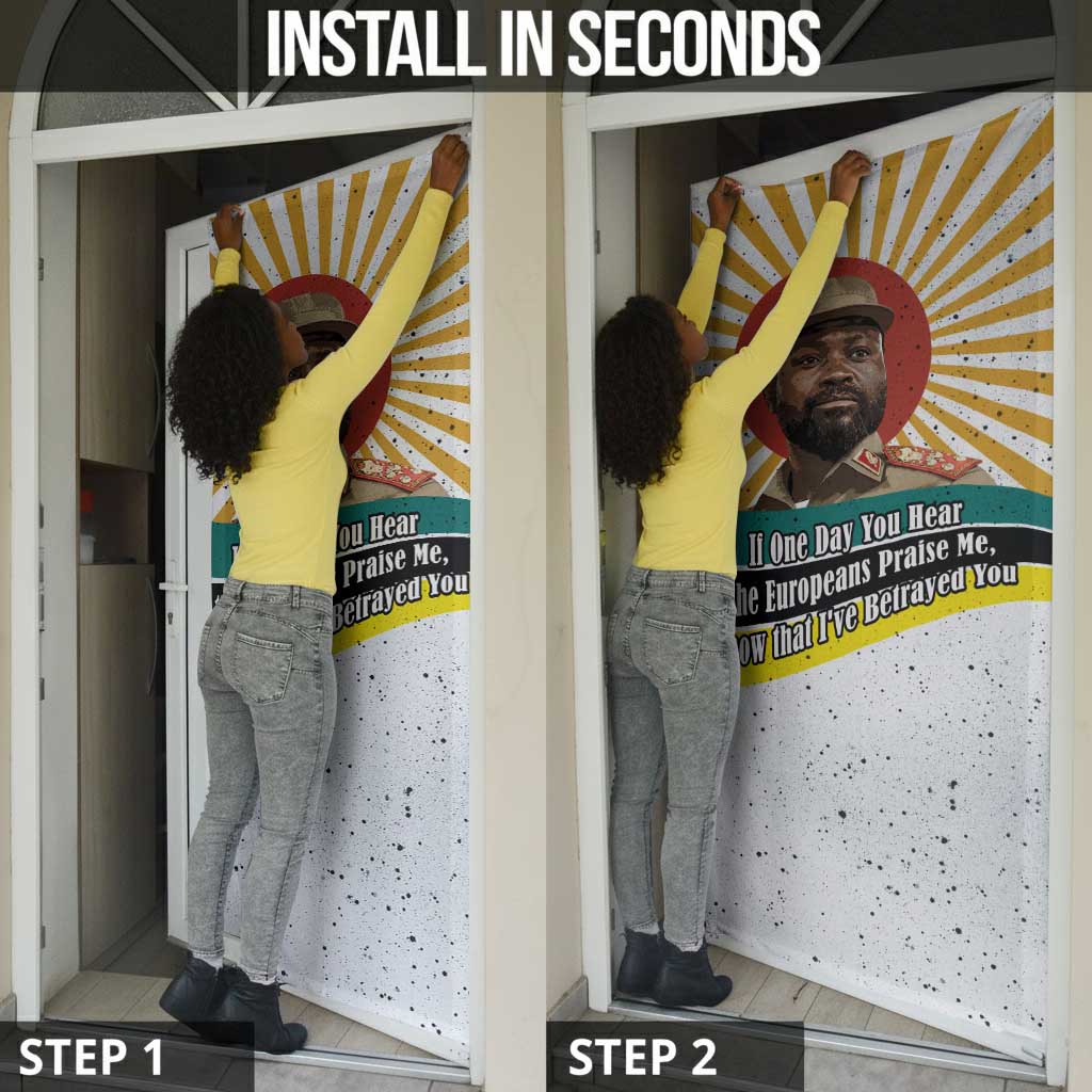 Samora Machel Door Cover Radiant Sunburst Bold Anti-Colonial Quote Mozambique Liberation - African Revolutionary Art - African Pride