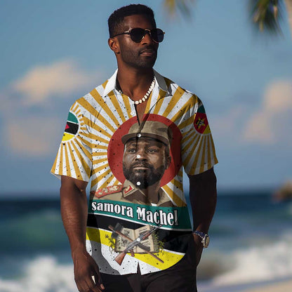 Samora Machel Hawaiian Shirt Radiant Sunburst Bold Anti-Colonial Quote Mozambique Liberation - African Revolutionary Art - African Pride