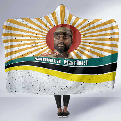 Samora Machel Hooded Blanket Radiant Sunburst Bold Anti-Colonial Quote Mozambique Liberation - African Revolutionary Art - African Pride