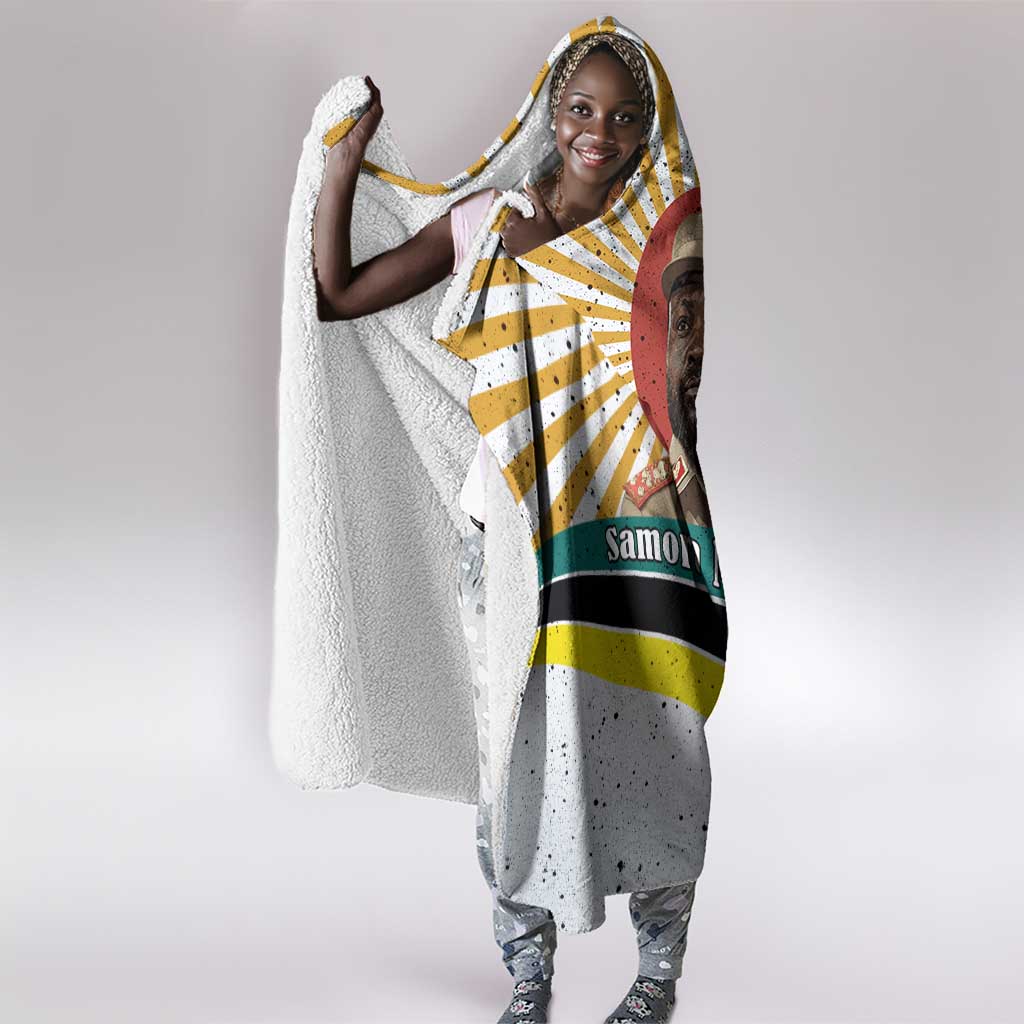 Samora Machel Hooded Blanket Radiant Sunburst Bold Anti-Colonial Quote Mozambique Liberation - African Revolutionary Art - African Pride