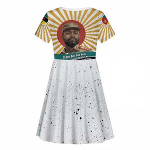 Samora Machel Kid Short Sleeve Dress Radiant Sunburst Bold Anti-Colonial Quote Mozambique Liberation - African Revolutionary Art - African Pride