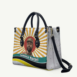 Samora Machel Leather Bag Radiant Sunburst Bold Anti-Colonial Quote Mozambique Liberation - African Revolutionary Art - African Pride