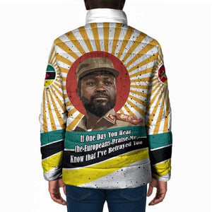 Samora Machel Padded Jacket Radiant Sunburst Bold Anti-Colonial Quote Mozambique Liberation - African Revolutionary Art - African Pride