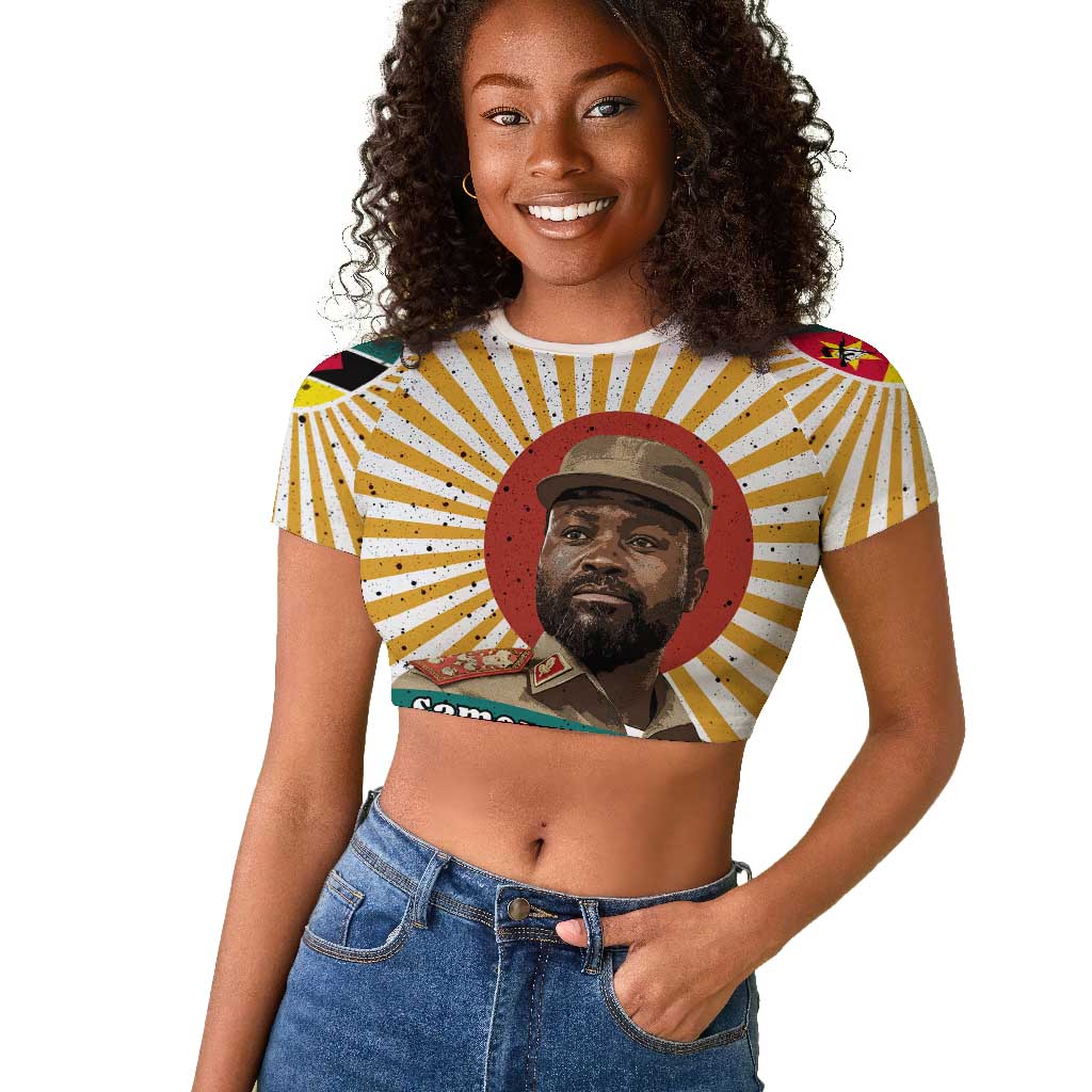 Samora Machel Raglan Cropped T shirt Radiant Sunburst Bold Anti-Colonial Quote Mozambique Liberation - African Revolutionary Art - African Pride