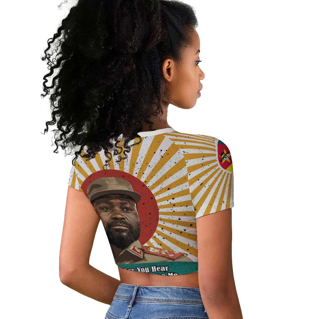 Samora Machel Raglan Cropped T shirt Radiant Sunburst Bold Anti-Colonial Quote Mozambique Liberation - African Revolutionary Art - African Pride
