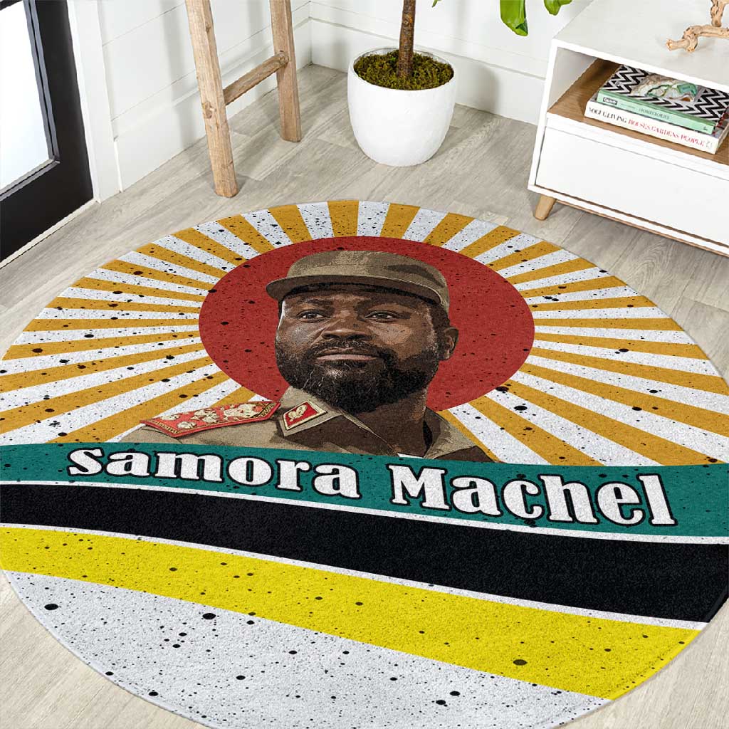 Samora Machel Round Carpet Radiant Sunburst Bold Anti-Colonial Quote Mozambique Liberation - African Revolutionary Art - African Pride