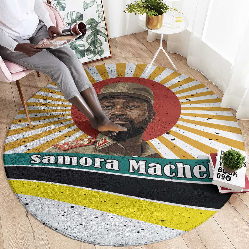 Samora Machel Round Carpet Radiant Sunburst Bold Anti-Colonial Quote Mozambique Liberation - African Revolutionary Art - African Pride