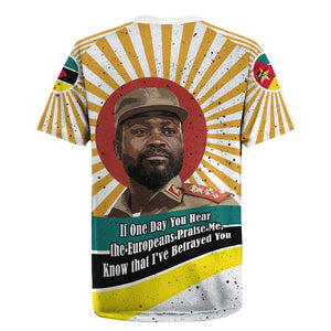 Samora Machel Rugby Jersey Radiant Sunburst Bold Anti-Colonial Quote Mozambique Liberation - African Revolutionary Art - African Pride