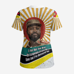 Samora Machel Scrub Top Radiant Sunburst Bold Anti-Colonial Quote Mozambique Liberation - African Revolutionary Art - African Pride
