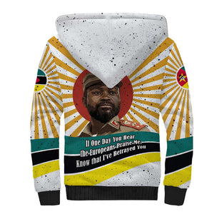 Samora Machel Sherpa Hoodie Radiant Sunburst Bold Anti-Colonial Quote Mozambique Liberation - African Revolutionary Art - African Pride