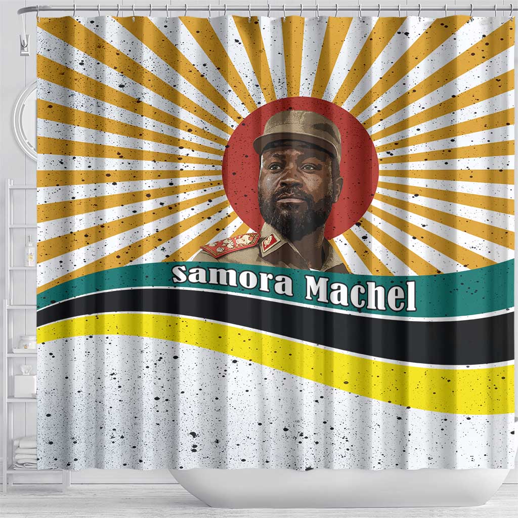 Samora Machel Shower Curtain Radiant Sunburst Bold Anti-Colonial Quote Mozambique Liberation - African Revolutionary Art - African Pride