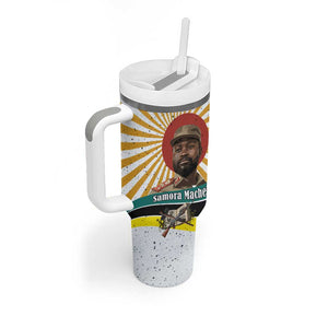 Samora Machel Tumbler With Handle Radiant Sunburst Bold Anti-Colonial Quote Mozambique Liberation - African Revolutionary Art - African Pride